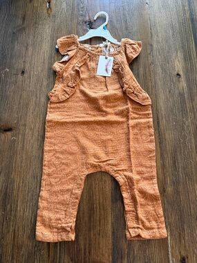 Jessica Simpson Rust Ruffle-Shoulder one piece